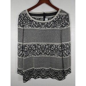 St John Evening Sweater Womens 4 Black Metallic Sequin Long Sleeve Tunic Top